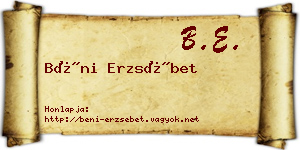 Béni Erzsébet névjegykártya